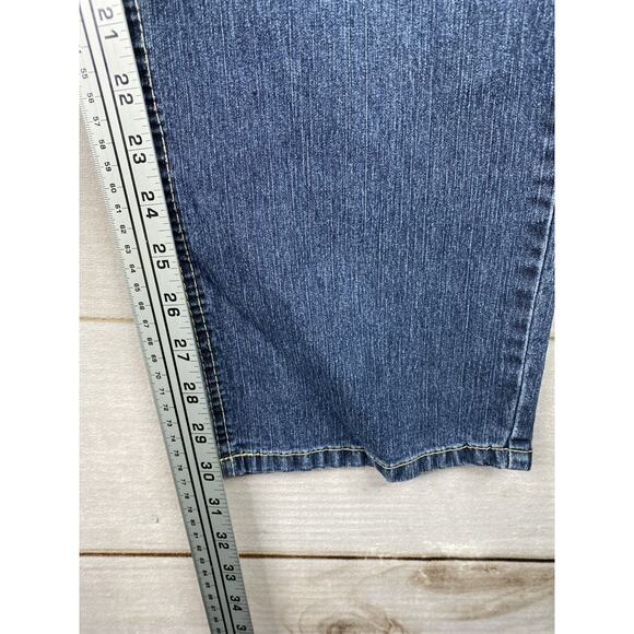 Angels Jeans Womens Sz 22 Dark Distressed Cropped Stretch Denim 90s Y2K Retro - Picture 7 of 9